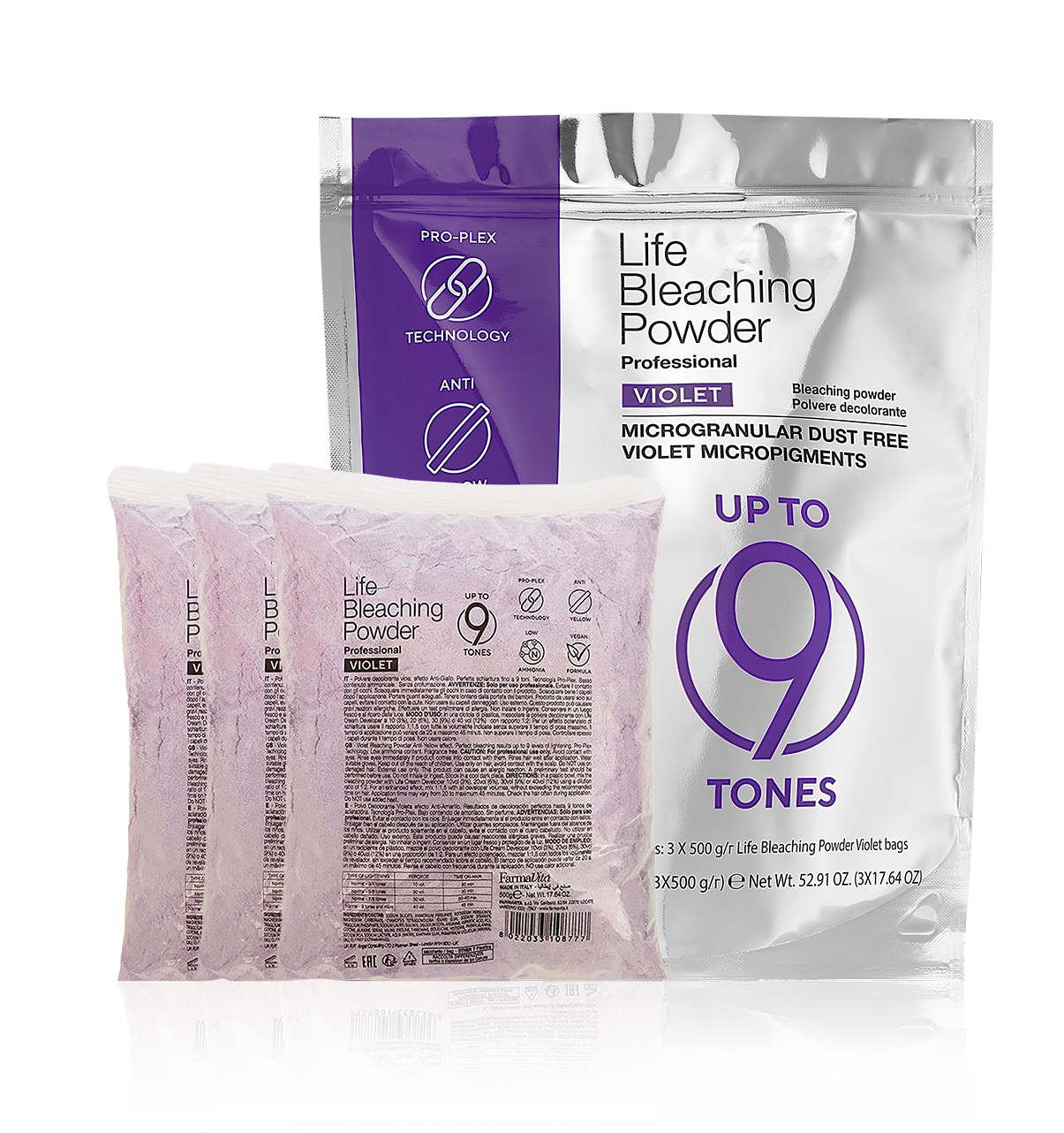 FARMAVITA-OMNIPLEX Life Bleaching Powder up to 9 tones (Violet - 3x500g)